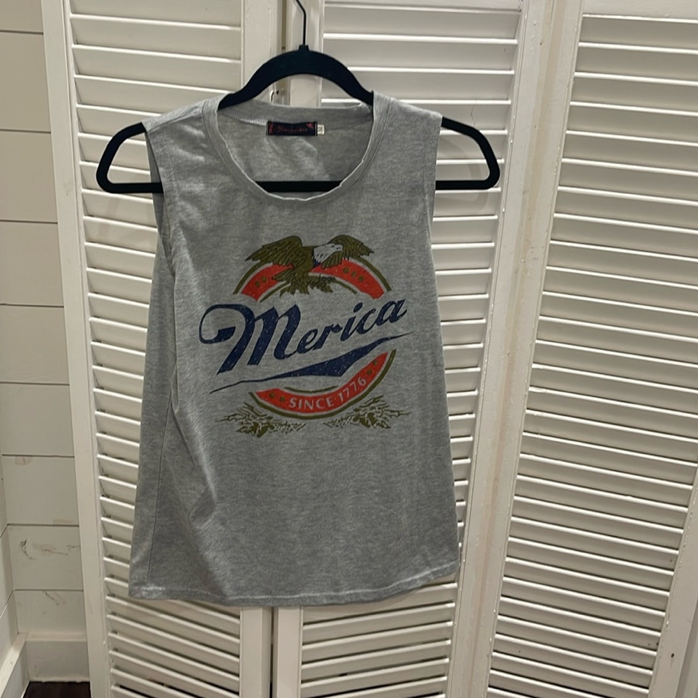 Merica tank- grey.